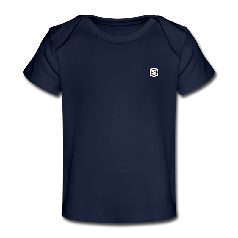 Organic Baby T-Shirt  WITH  WHITE LOGO - dark navy