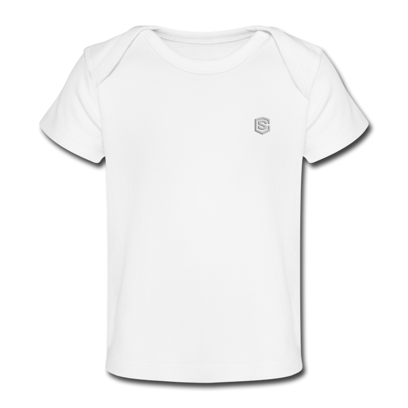 Organic Baby T-Shirt  WITH  SILIVER LOGO - white