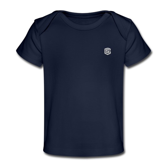 Organic Baby T-Shirt  WITH  SILIVER LOGO - dark navy