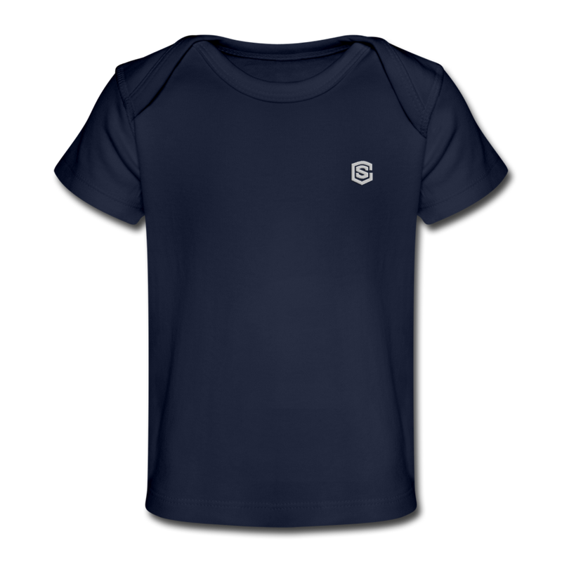 Organic Baby T-Shirt  WITH  SILIVER LOGO - dark navy