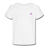 Organic Baby T-Shirt   WITH  PINK LOGO - white