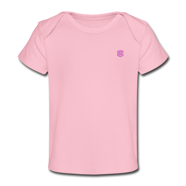 Organic Baby T-Shirt   WITH  PINK LOGO - light pink