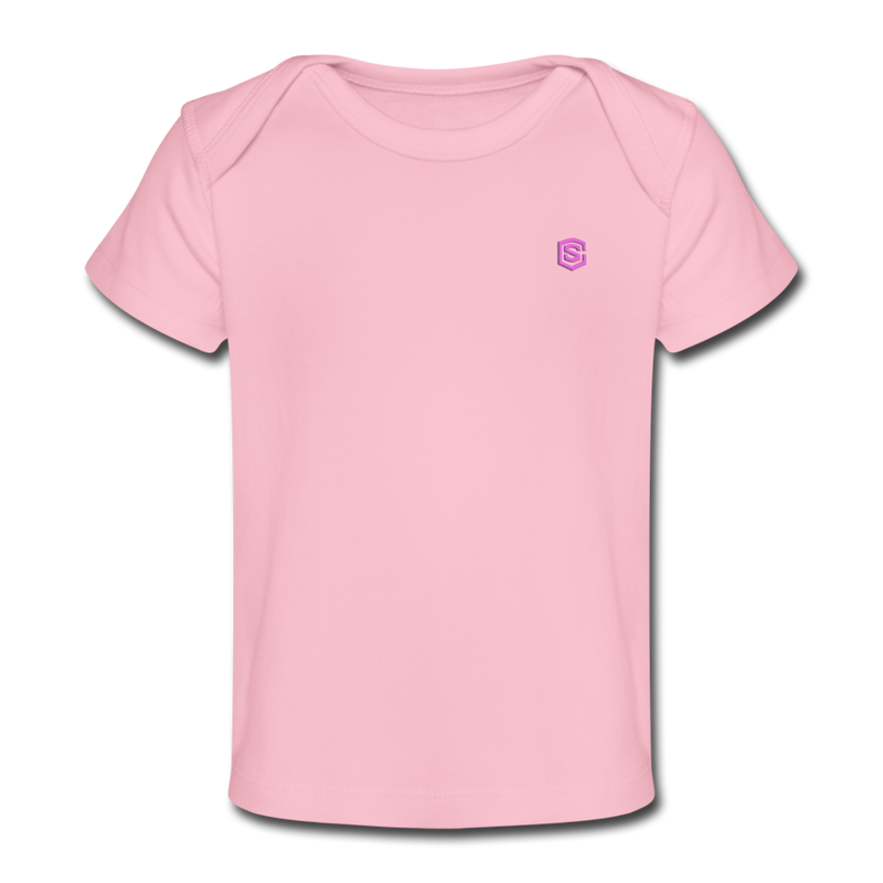 Organic Baby T-Shirt   WITH  PINK LOGO - light pink