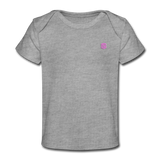 Organic Baby T-Shirt   WITH  PINK LOGO - heather gray