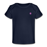 Organic Baby T-Shirt   WITH  PINK LOGO - dark navy