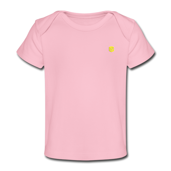 Organic Baby T-Shirt  WITH  YELLOW LOGO - light pink