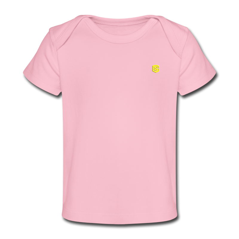 Organic Baby T-Shirt  WITH  YELLOW LOGO - light pink