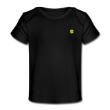 Organic Baby T-Shirt  WITH  YELLOW LOGO - black