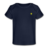 Organic Baby T-Shirt  WITH  YELLOW LOGO - dark navy