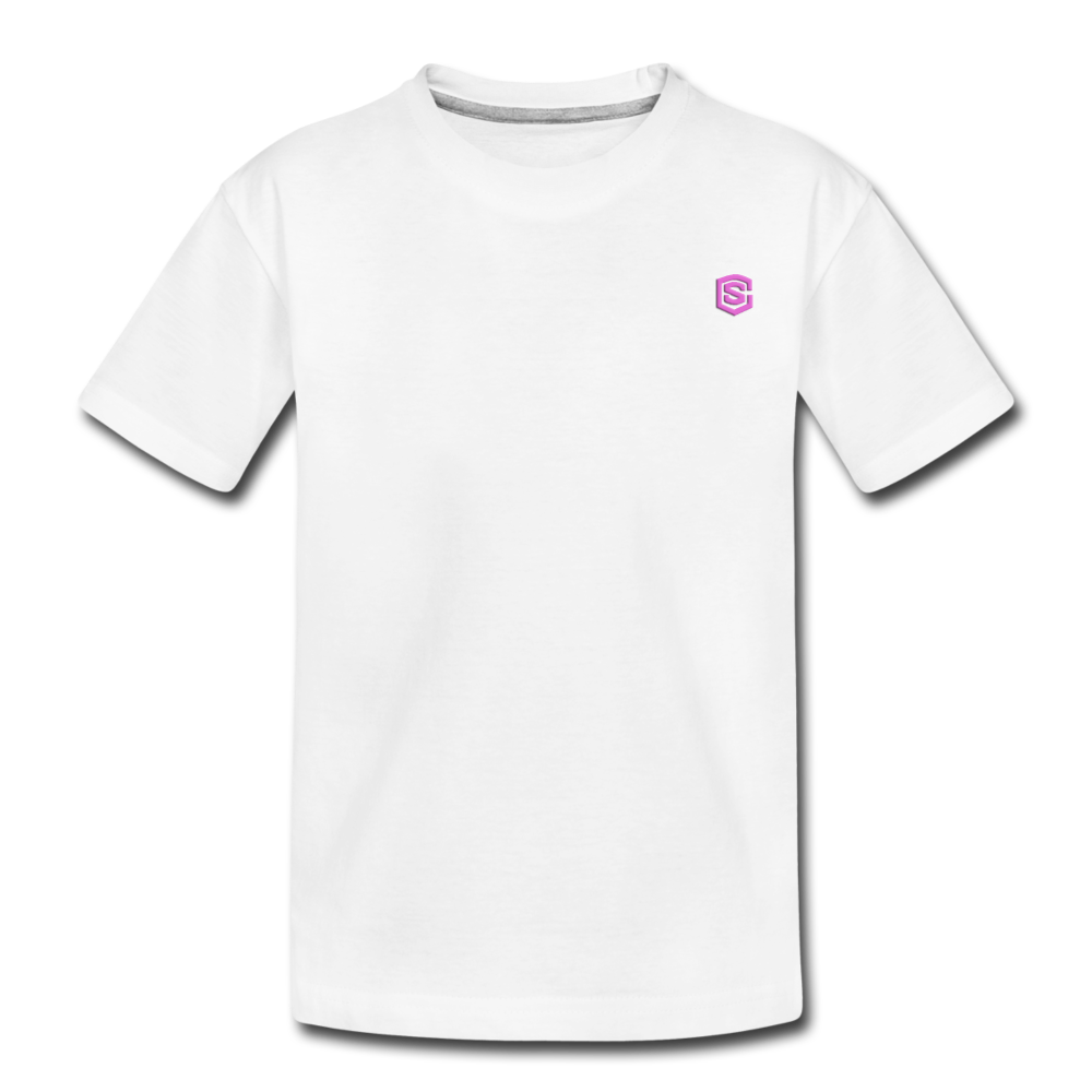 Toddler Premium Organic T-Shirt  WITH  PINK LOGO - white