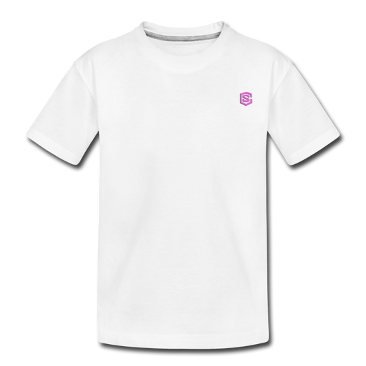 Toddler Premium Organic T-Shirt  WITH  PINK LOGO - white