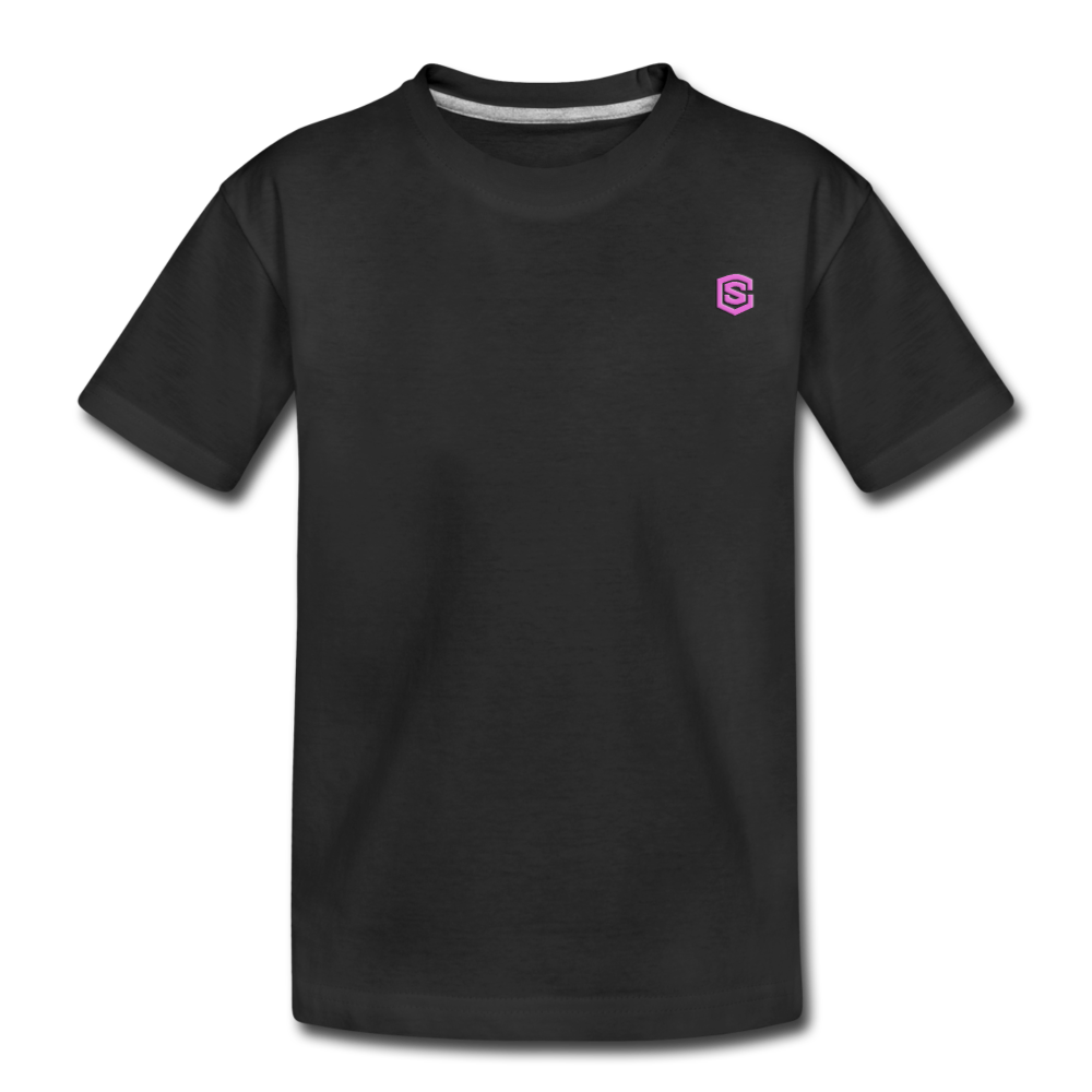 Toddler Premium Organic T-Shirt  WITH  PINK LOGO - black