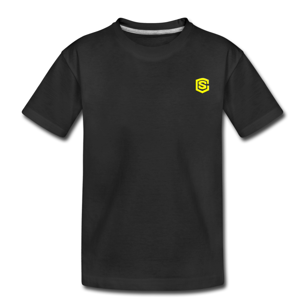 Toddler Premium T-Shirt   WITH  YELLOW LOGO - black