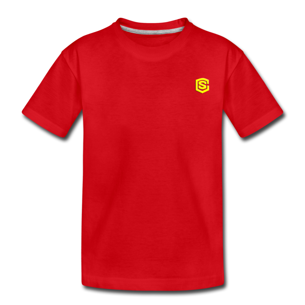 Toddler Premium T-Shirt   WITH  YELLOW LOGO - red