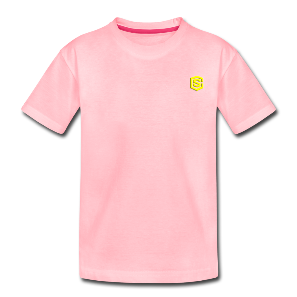 Toddler Premium T-Shirt   WITH  YELLOW LOGO - pink