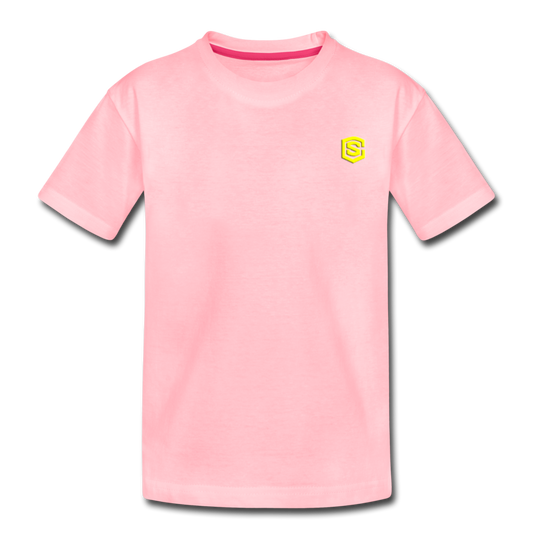 Toddler Premium T-Shirt   WITH  YELLOW LOGO - pink