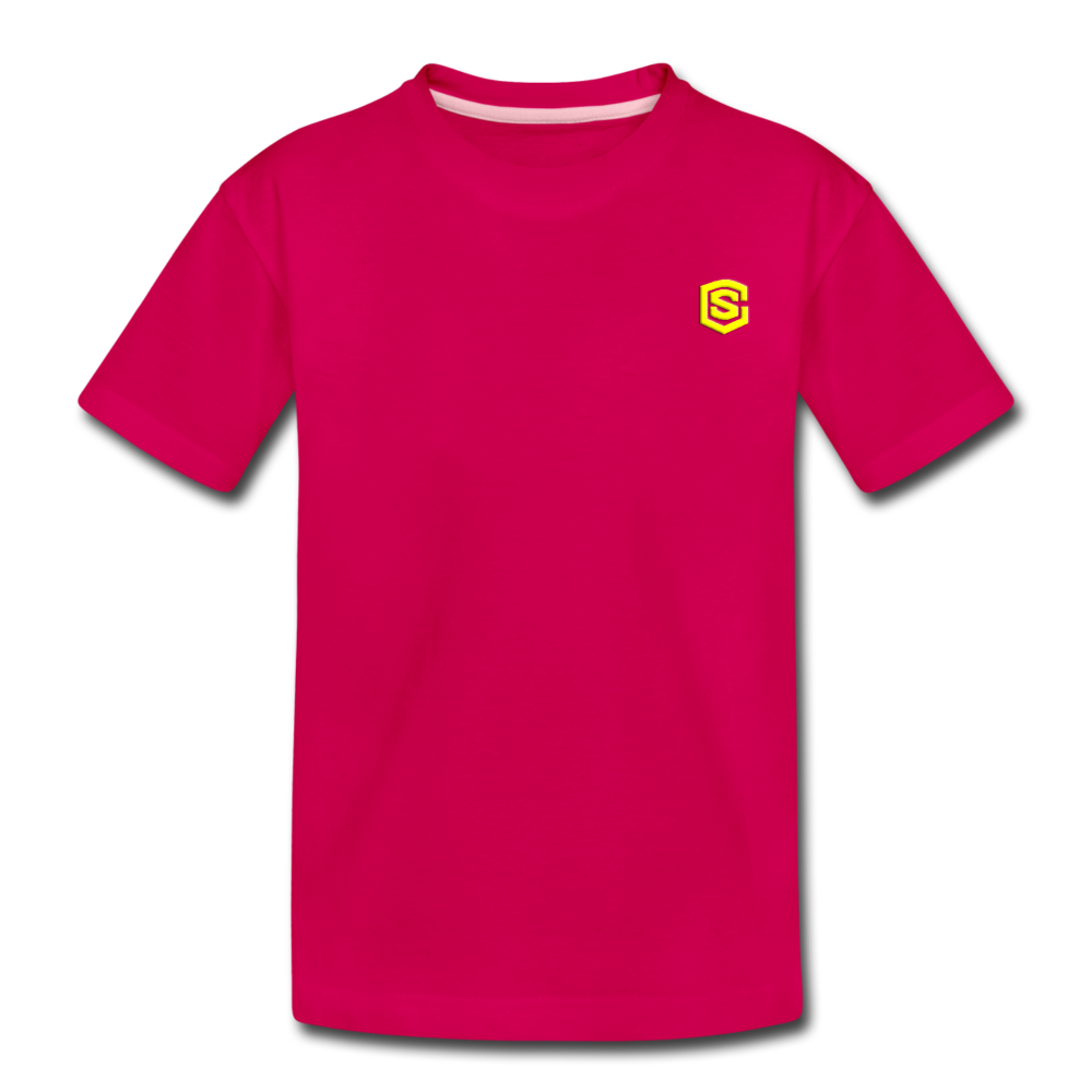 Toddler Premium T-Shirt   WITH  YELLOW LOGO - dark pink