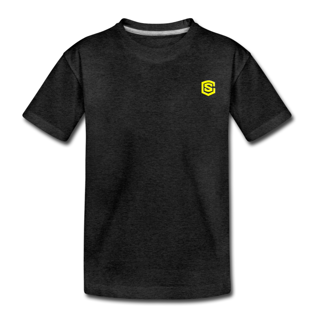 Toddler Premium T-Shirt   WITH  YELLOW LOGO - charcoal gray