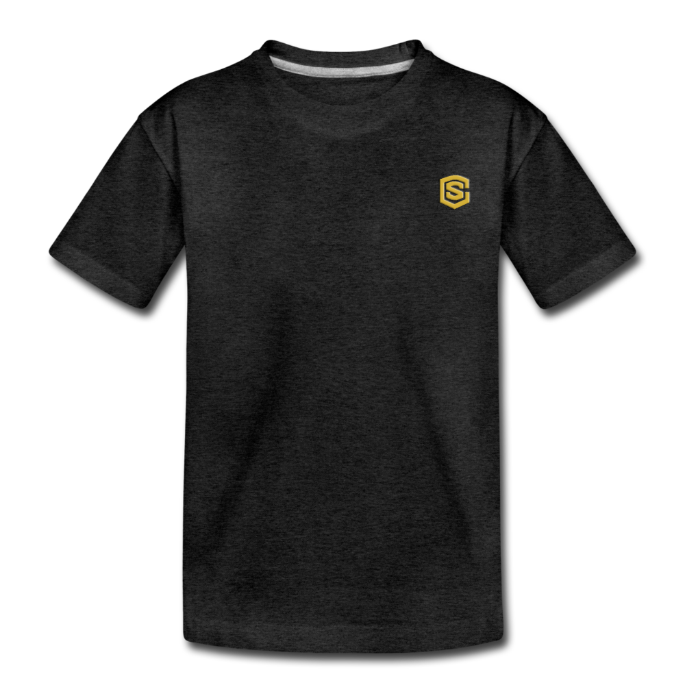 Toddler Premium T-Shirt  WITH  GOLD LOGO - charcoal gray