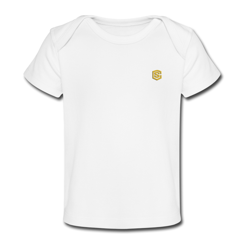 Organic Baby T-Shirt  WITH GOLD  LOGO - white