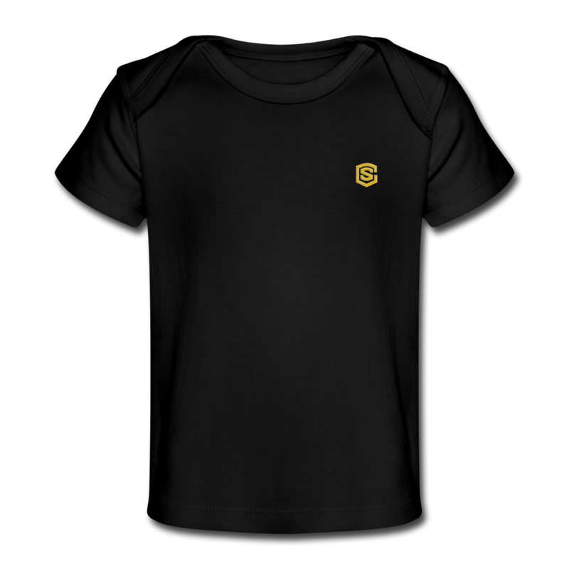 Organic Baby T-Shirt  WITH GOLD  LOGO - black