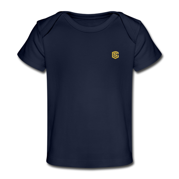 Organic Baby T-Shirt  WITH GOLD  LOGO - dark navy