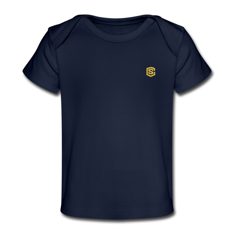 Organic Baby T-Shirt  WITH GOLD  LOGO - dark navy