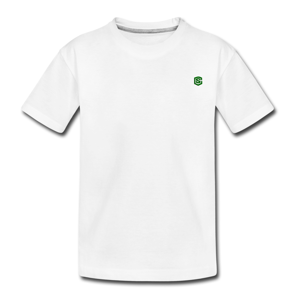Toddler Premium Organic T-Shirt   WITH GREEN  LOGO - white