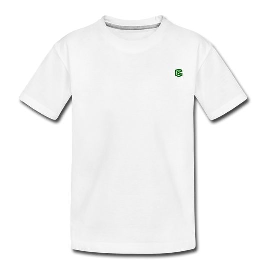 Toddler Premium Organic T-Shirt   WITH GREEN  LOGO - white