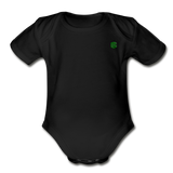 Organic Short Sleeve Baby Bodysuit  WITH  GREEN  LOGO - black