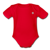 Organic Short Sleeve Baby Bodysuit  WITH  SILIVER LOGO - red