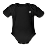 Organic Short Sleeve Baby Bodysuit  WITH  SILIVER LOGO - black