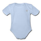 Organic Short Sleeve Baby Bodysuit  WITH  SILIVER LOGO - sky