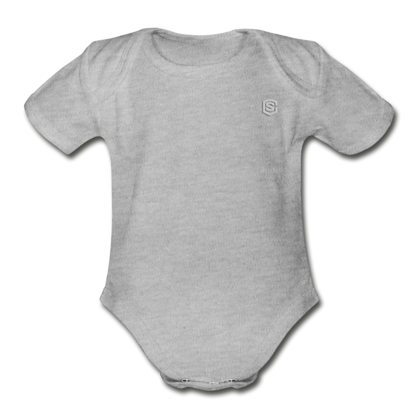 Organic Short Sleeve Baby Bodysuit  WITH  SILIVER LOGO - heather gray