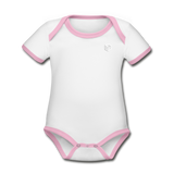 Organic Contrast Short Sleeve Baby Bodysuit  WITH  WHITE LOGO - white/pink