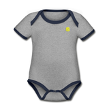 Organic Contrast Short Sleeve Baby Bodysuit  WITH YELLOW  LOGO - heather gray/navy