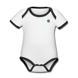 Organic Contrast Short Sleeve Baby Bodysuit  WITH GREEN  LOGO - white/black