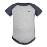 Baseball Baby Bodysuit  WITH BLUE  LOGO - heather gray/navy