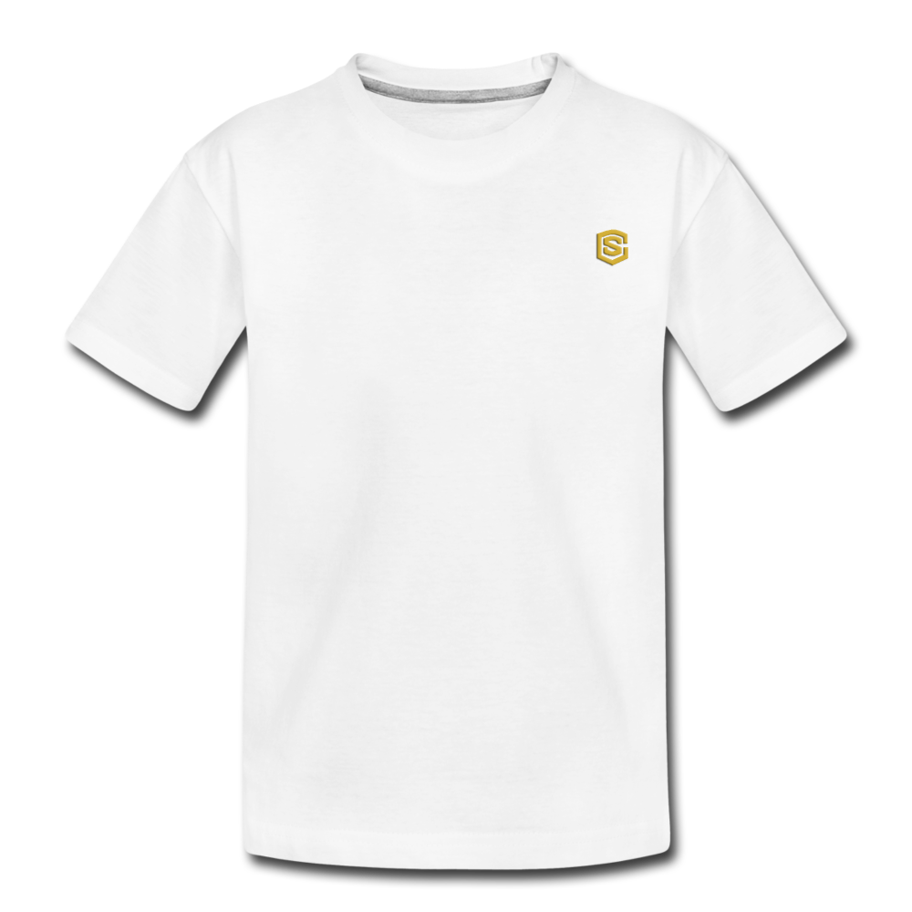 Toddler Premium Organic T-Shirt  WITH  GOLD LOGO - white