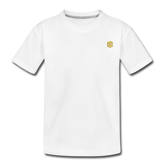 Toddler Premium Organic T-Shirt  WITH  GOLD LOGO - white