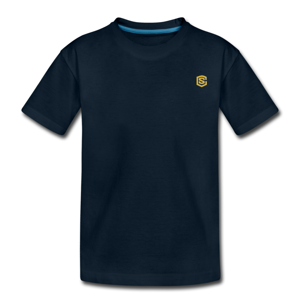 Toddler Premium Organic T-Shirt  WITH  GOLD LOGO - deep navy