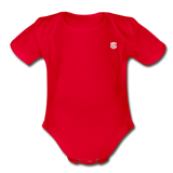 Organic Short Sleeve Baby Bodysuit  WITH  WHITE LOGO - red