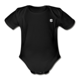 Organic Short Sleeve Baby Bodysuit  WITH  WHITE LOGO - black