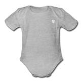 Organic Short Sleeve Baby Bodysuit  WITH  WHITE LOGO - heather gray