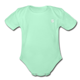 Organic Short Sleeve Baby Bodysuit  WITH  WHITE LOGO - light mint