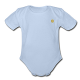 Organic Short Sleeve Baby Bodysuit  WITH GOLD  LOGO - sky