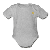 Organic Short Sleeve Baby Bodysuit  WITH GOLD  LOGO - heather gray