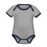 Organic Contrast Short Sleeve Baby Bodysuit  WITH  SILIVER LOGO - heather gray/navy