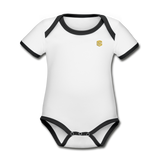 Organic Contrast Short Sleeve Baby Bodysuit  WITH GOLD  LOGO - white/black