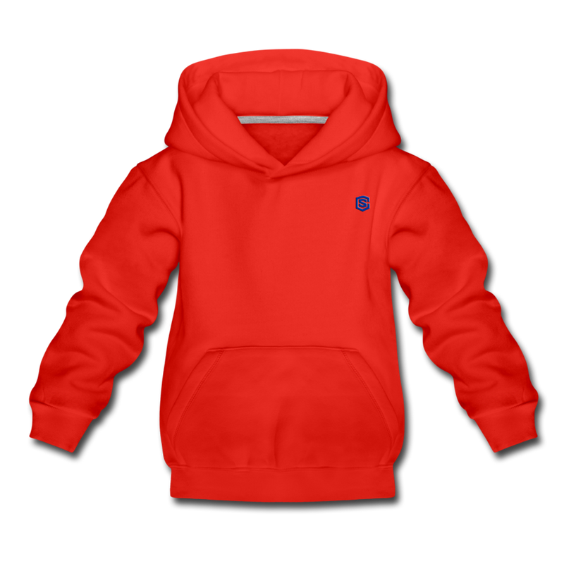 Kids‘ Premium Hoodie  WITH BLUE  LOGO - red